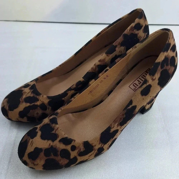 IDIFU Ro 3 Sara Leopard Chunky Block Heel Pump Round Toe 6 5 - Picture 3 of 9